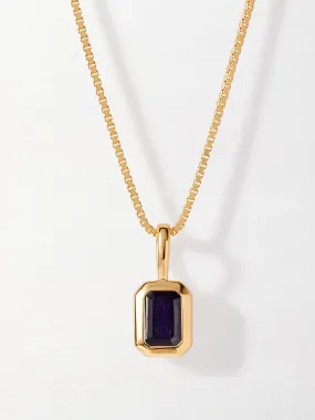 Deco blue sapphire September birthstone necklace