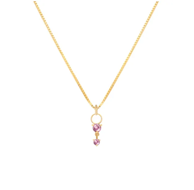Deux Drop Necklace - Pink Sapphire