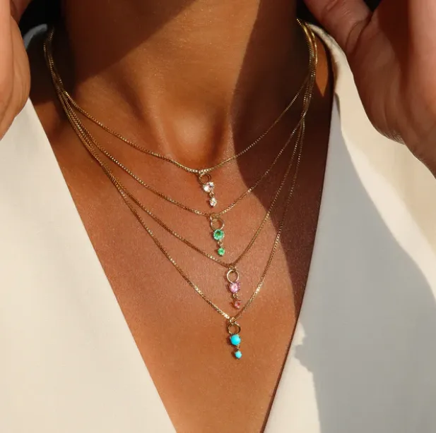 Deux Drop Necklace - Pink Sapphire