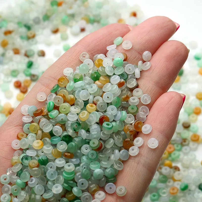 Diameter 4mm-4.5mm Thickness 1.5mm-2mm Natural Jade Beads Jadeite Mixed Colors Bead WBD23