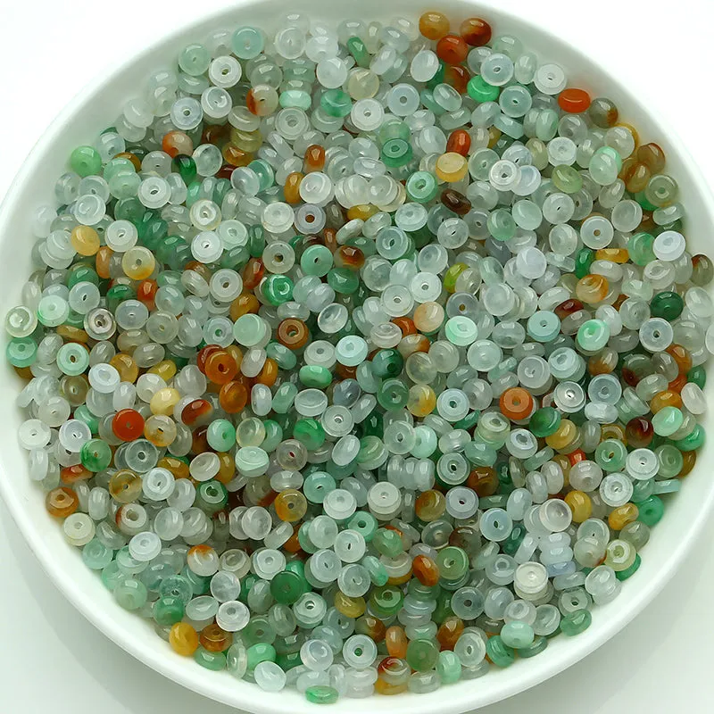 Diameter 4mm-4.5mm Thickness 1.5mm-2mm Natural Jade Beads Jadeite Mixed Colors Bead WBD23