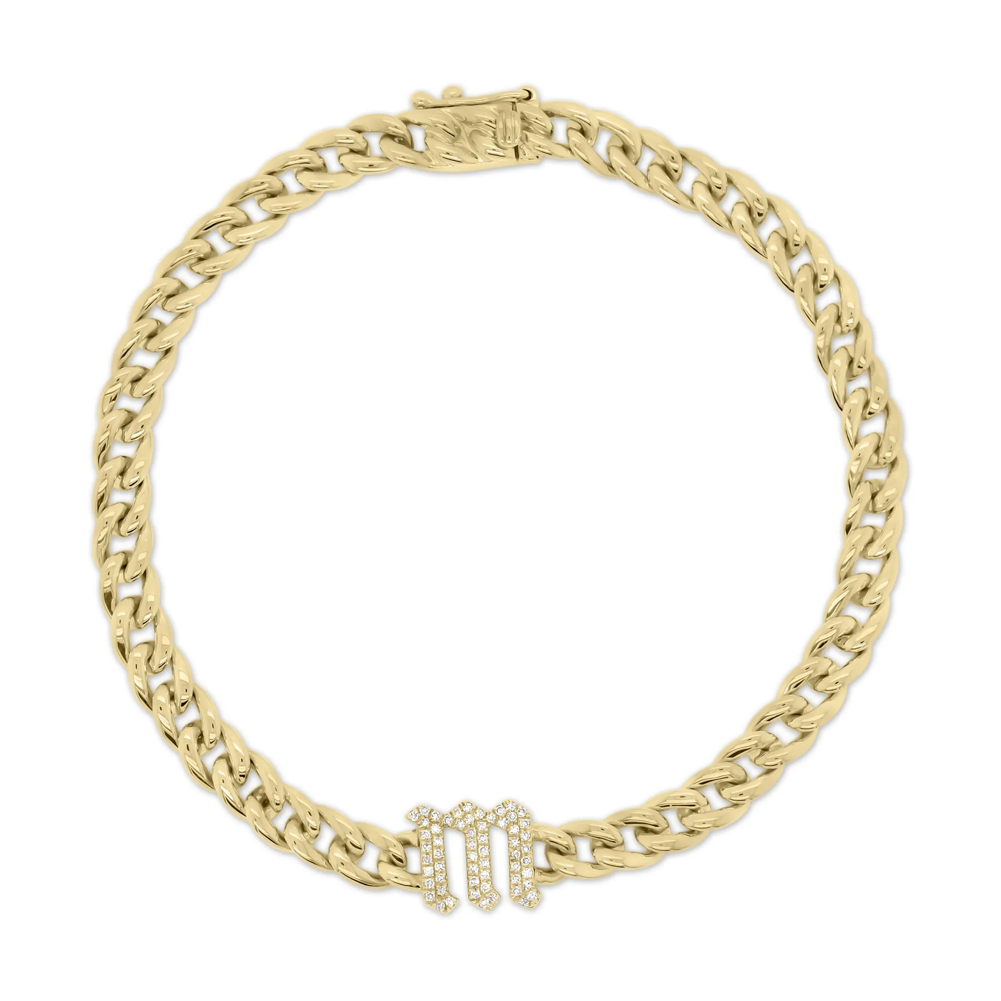 Diamond Gothic Initial Bracelet