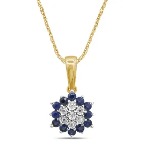 Diamond Set Sapphire Necklace in 9ct Yellow Gold