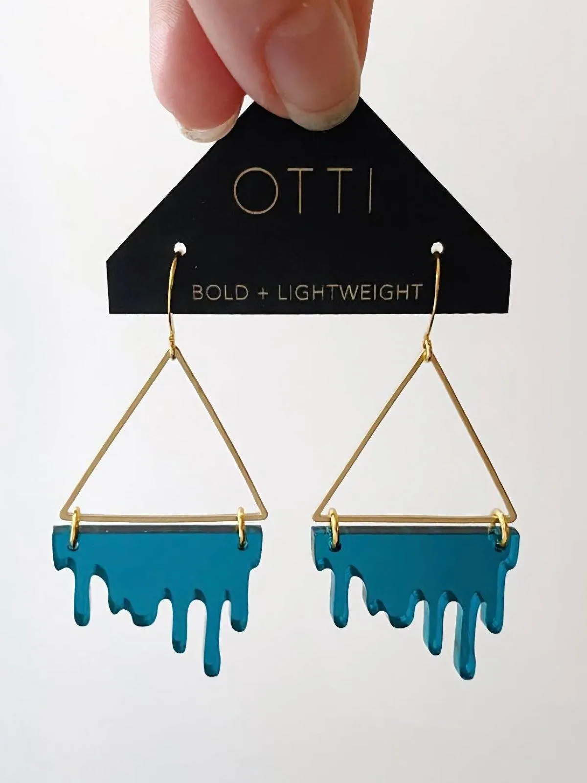 Drippy Triangle Teal Earrings