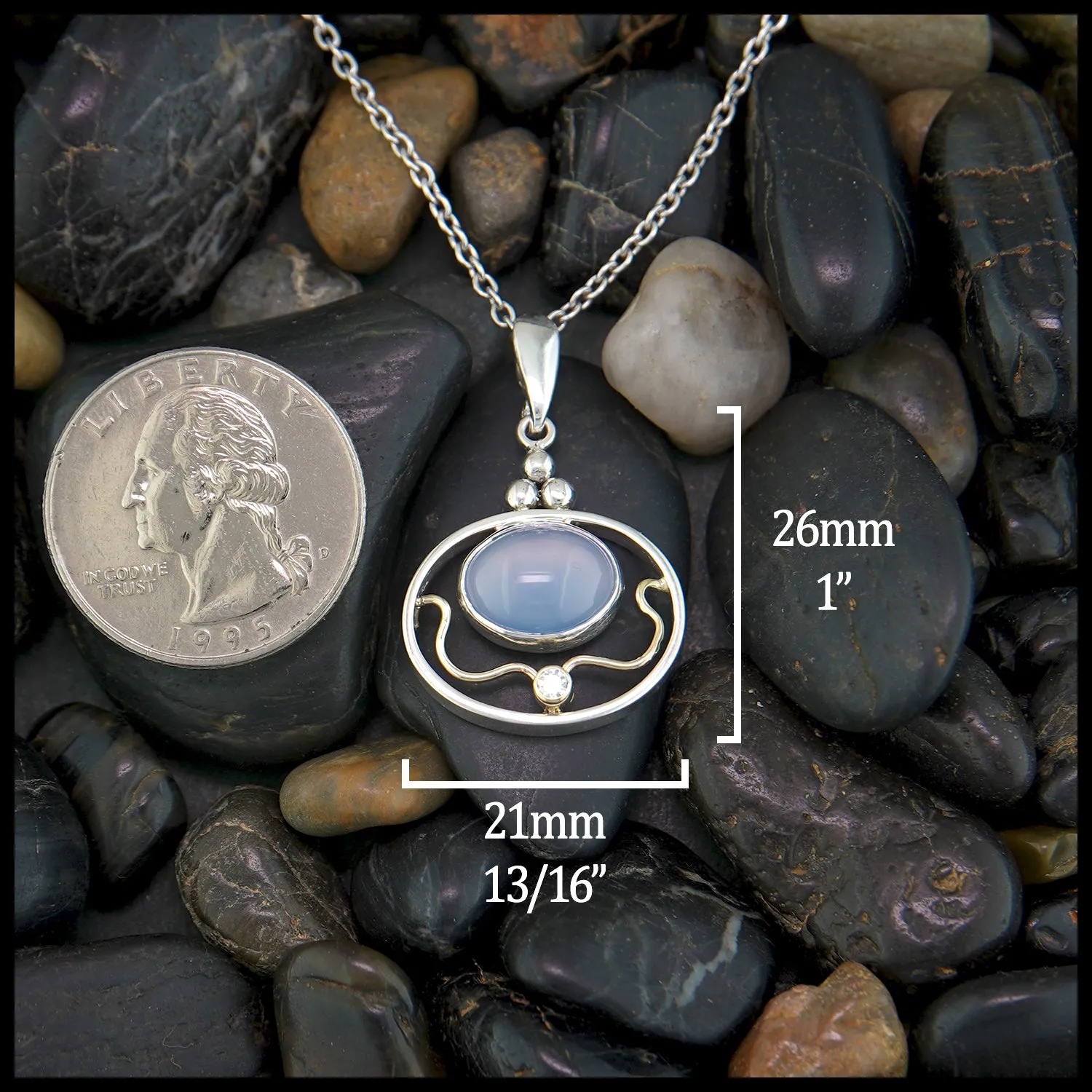 Elegant Blue Jade and Diamond Pendant