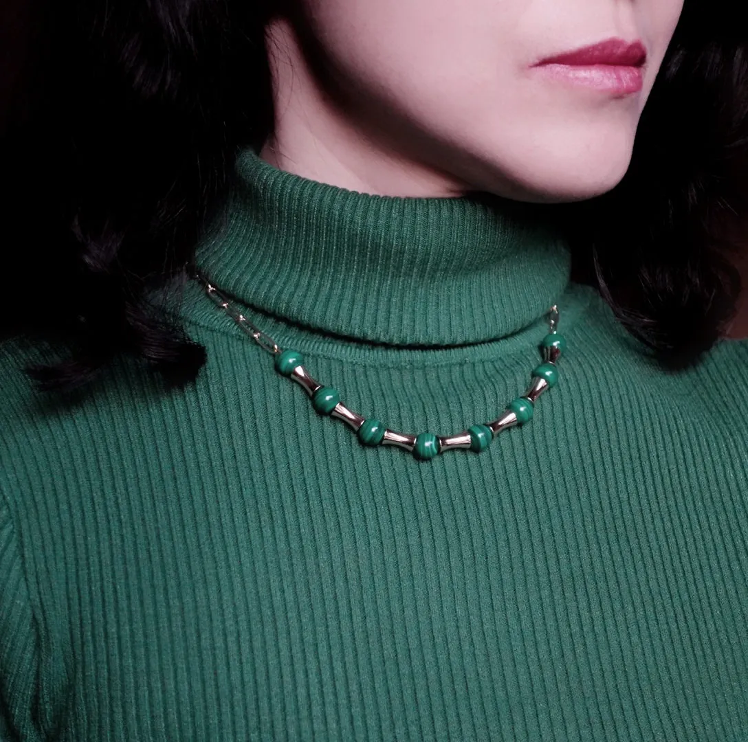 Elf Forest Malachite Necklace Gold