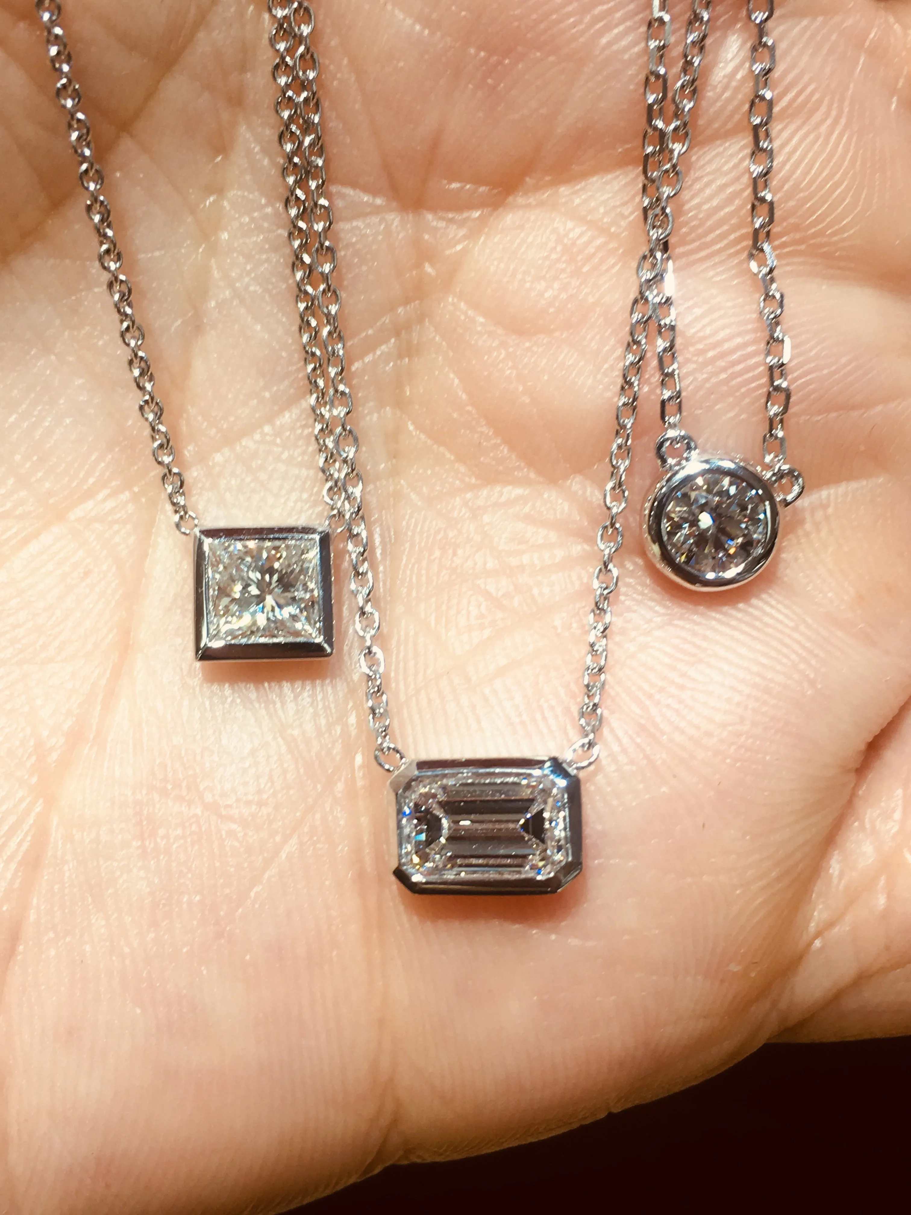 Emerald Cut Diamond Horizontal Pendant 0.70ct