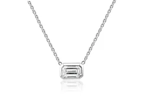 Emerald Cut Diamond Horizontal Pendant 0.70ct