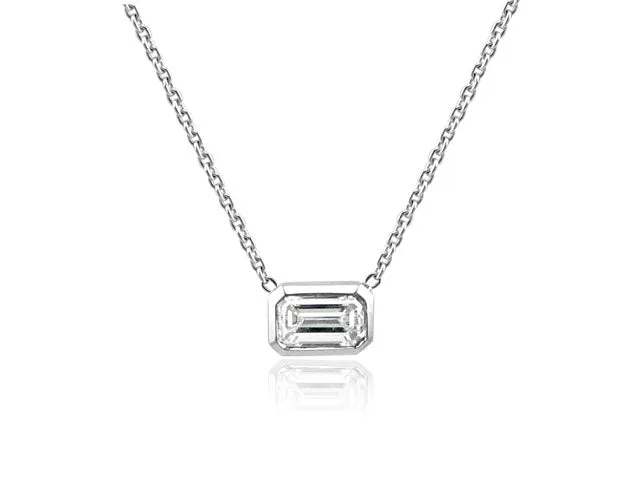 Emerald Cut Diamond Horizontal Pendant 0.70ct