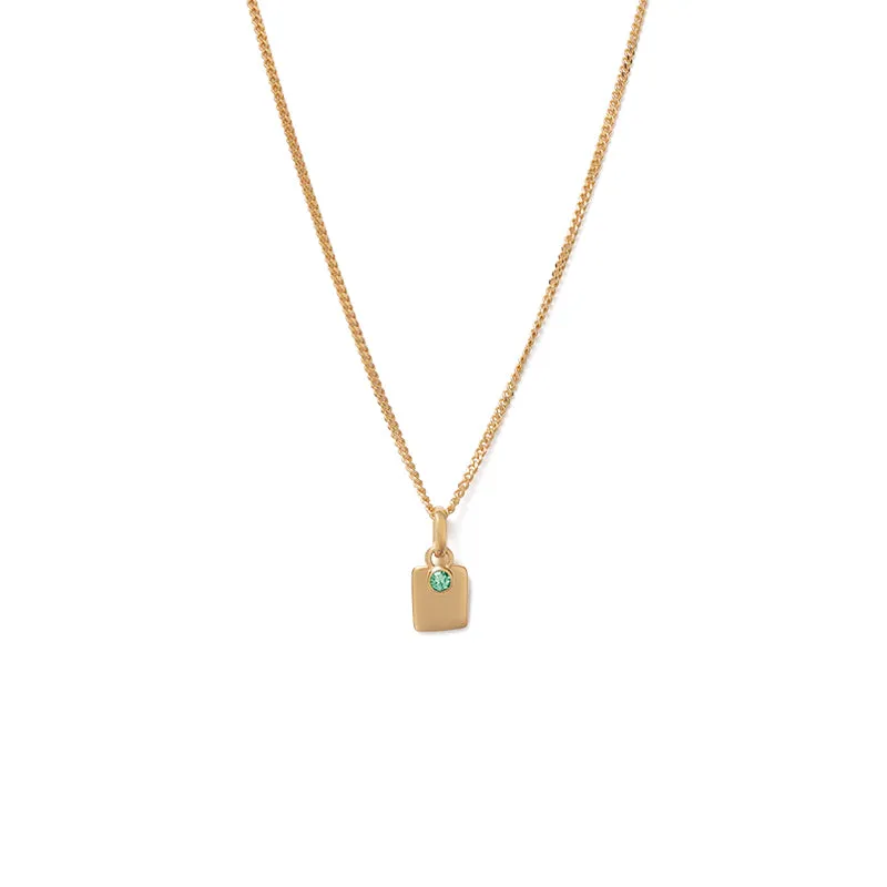 ENGRAVABLE EMERALD BIRTHSTONE NECKLACE (MAY)