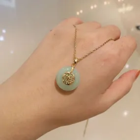 Evergreen Harmony: Circle Green Jade Pendant Necklace - Timeless Elegance by Ancient Infusions