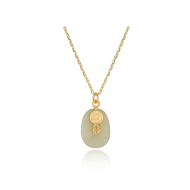 Fairy S925 Silver Necklace with Jade Gem Detail