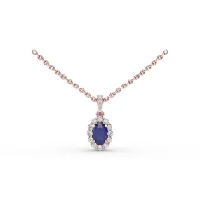 Fana Sapphire and Diamond Halo Necklace