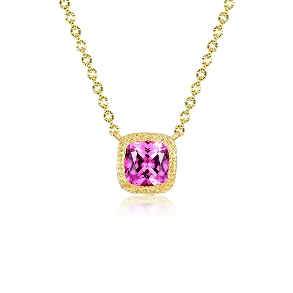 Fancy Lab-Grown Sapphire Solitaire Necklace