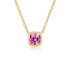 Fancy Lab-Grown Sapphire Solitaire Necklace