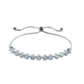 Fiona Round CZ Silver Tennis Bolo Bracelet