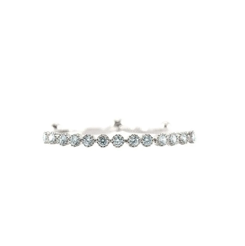Fiona Round CZ Silver Tennis Bolo Bracelet