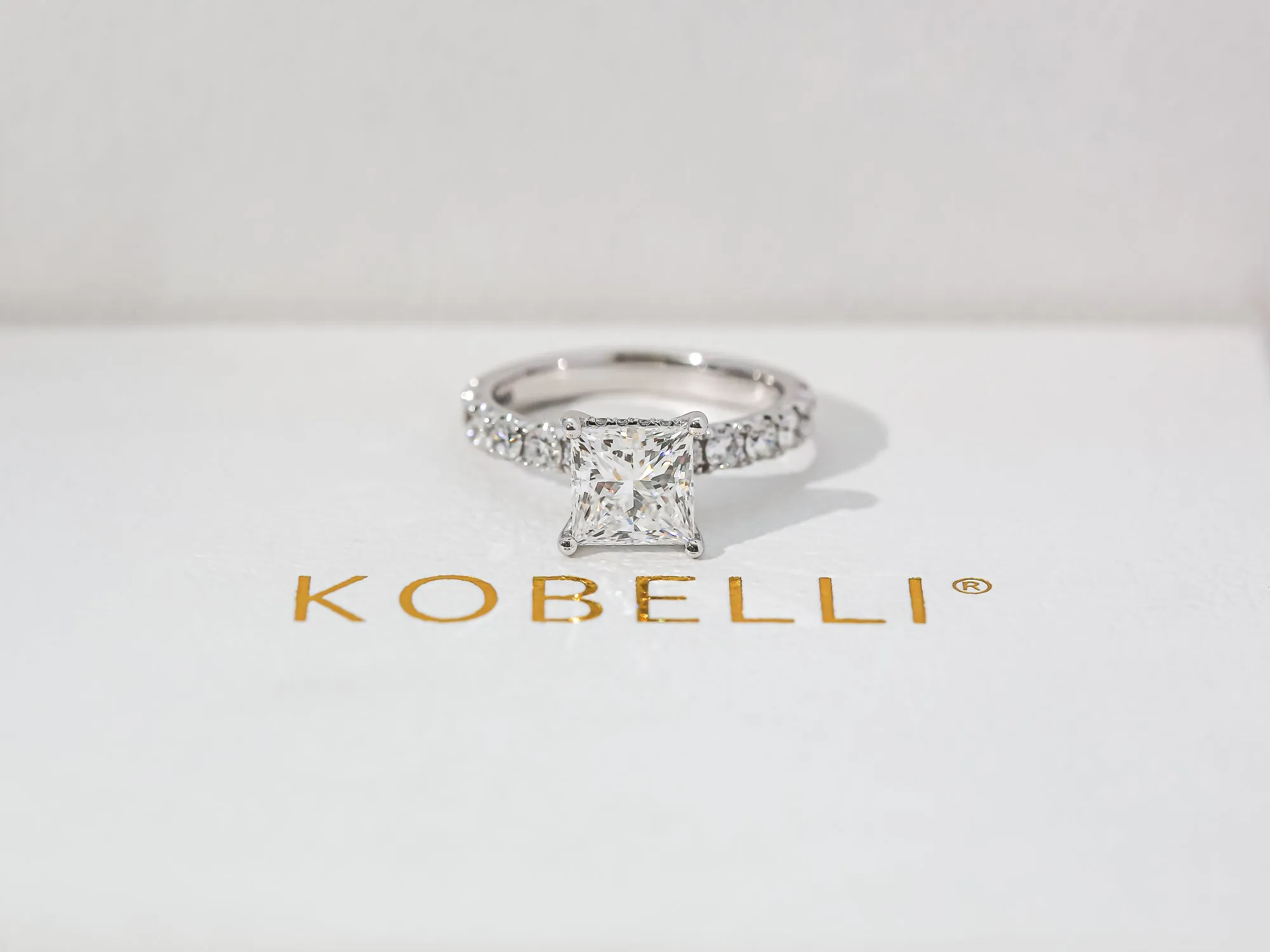 Floating Princess Diamond Hidden Halo Flame Prongs Ring