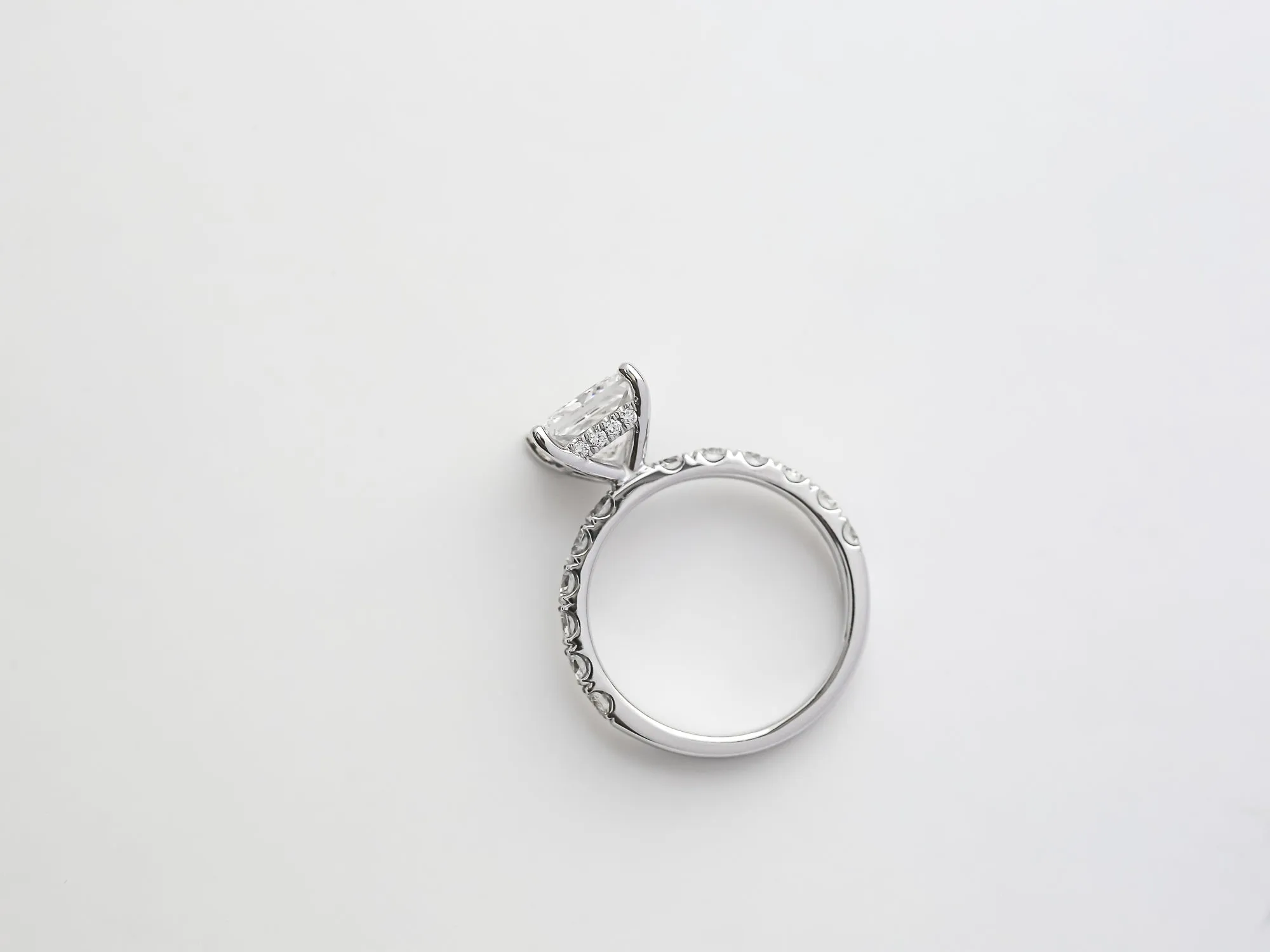Floating Princess Diamond Hidden Halo Flame Prongs Ring