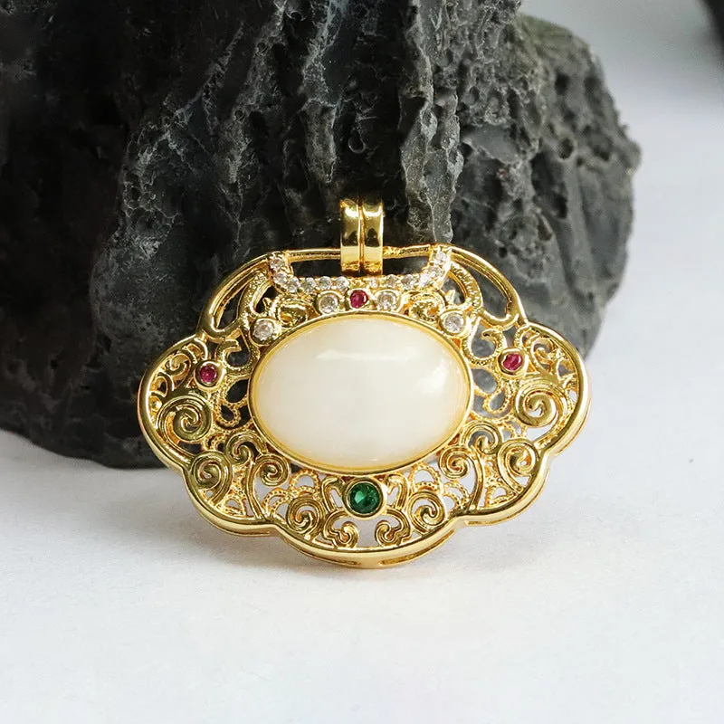 Fortune's Blessing Sterling Silver Jade Ruyi Pendant