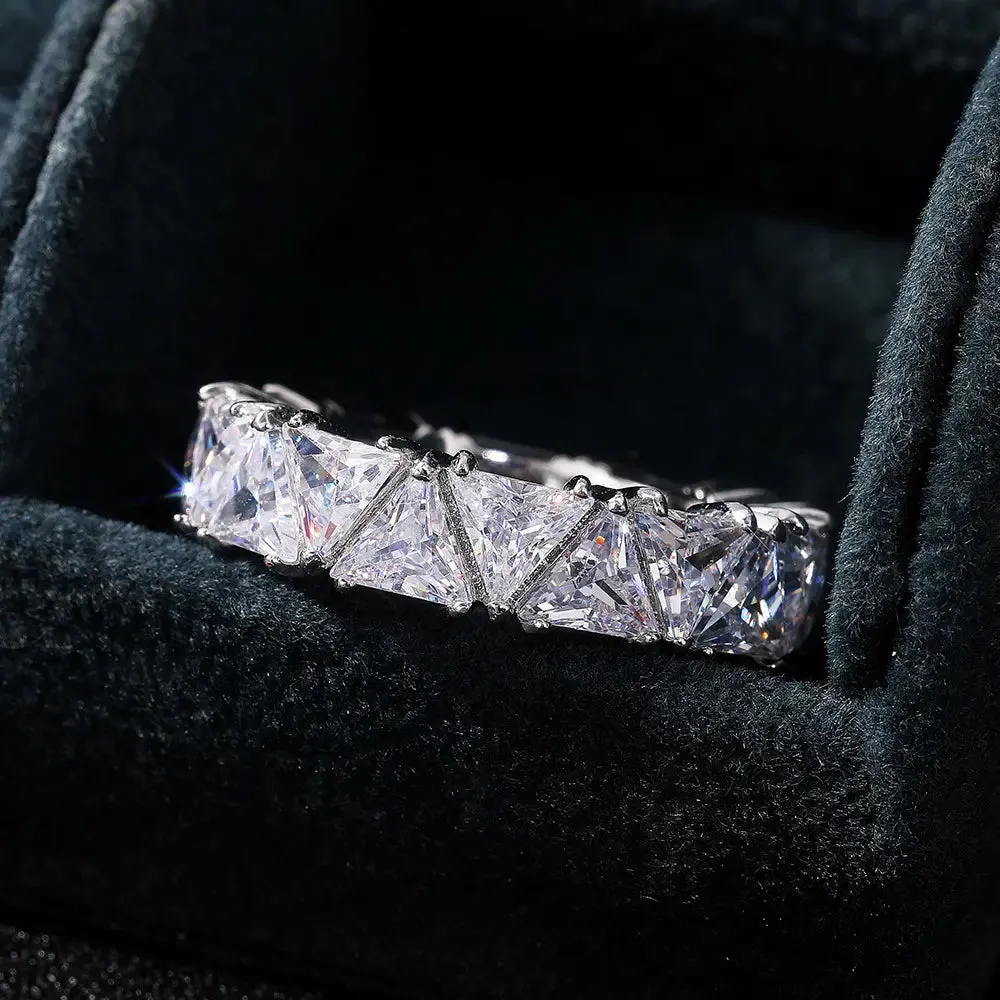 Fretila Trillant Triangle Cut Eternity Stackable Ring | 7ct | Sterling Silver