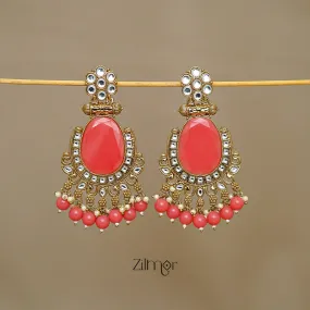 FS1011243 - Kundan Stud Drop Earrings