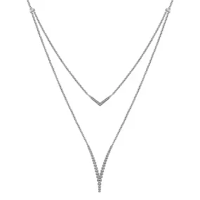 Gabriel & Co. Bujukan White Sapphire Chevron Necklace in Sterling Silver
