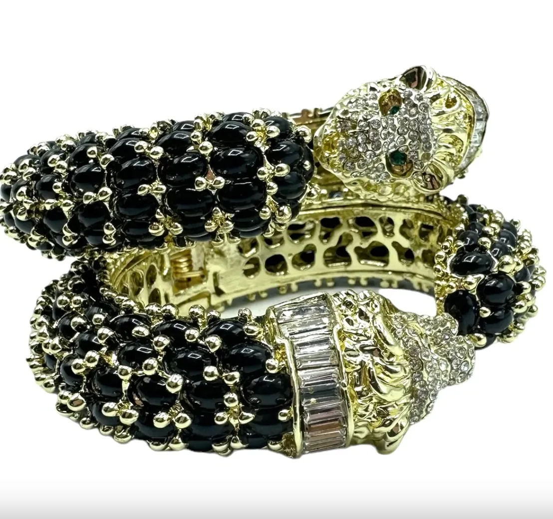 Garland Leopard Hinged Bracelet Black