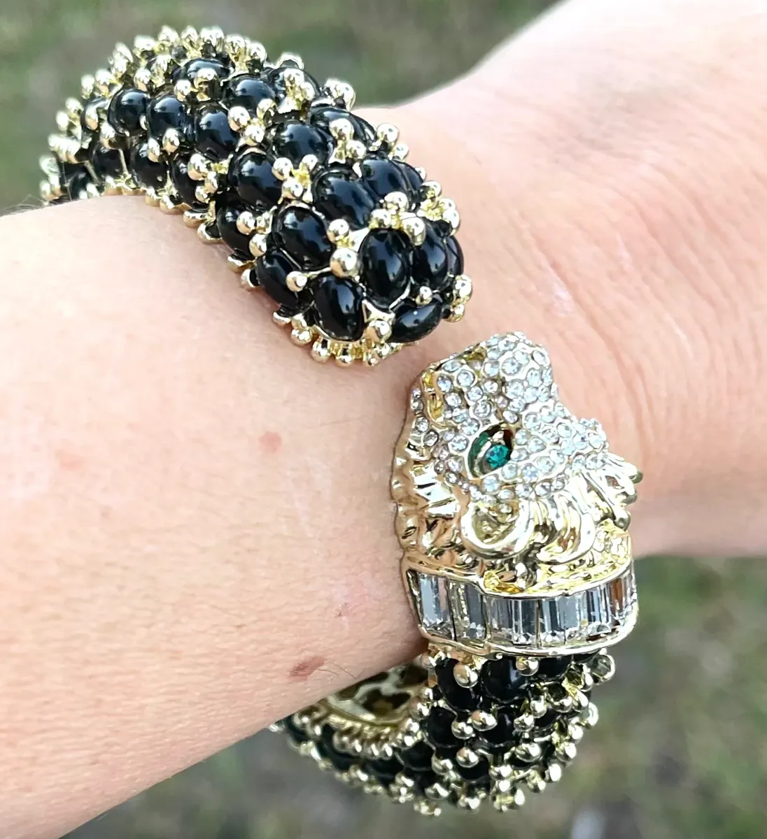 Garland Leopard Hinged Bracelet Black