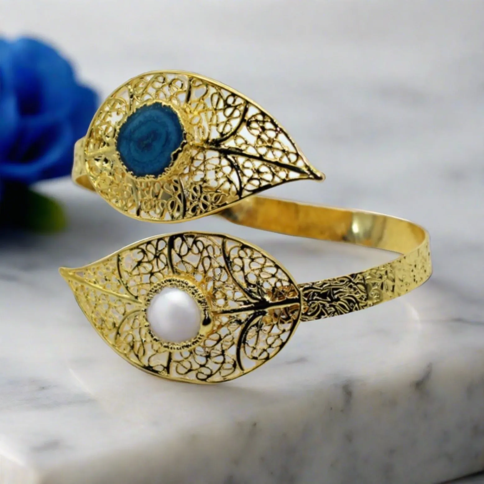 Gemstone Adjustable bracelet & Earring set