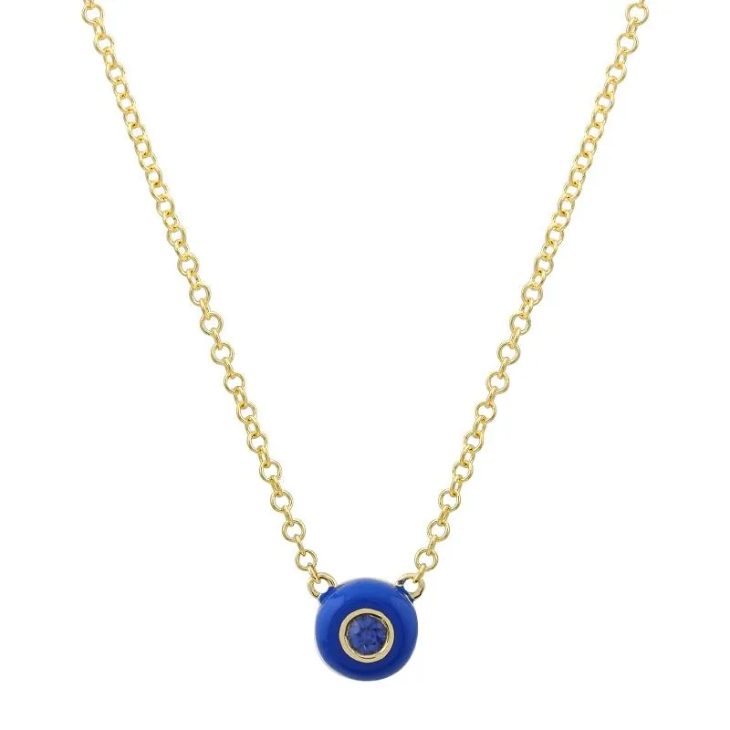 Gemstone Enamel Eye Necklace