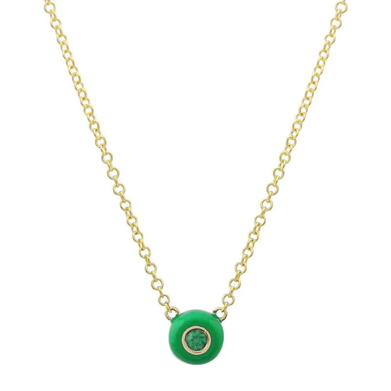 Gemstone Enamel Eye Necklace