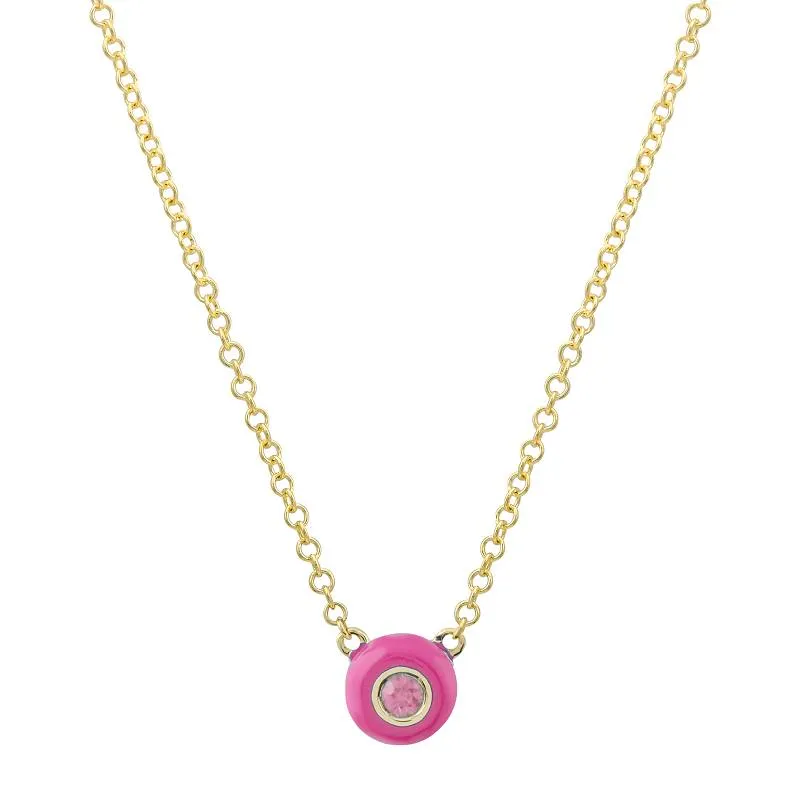 Gemstone Enamel Eye Necklace