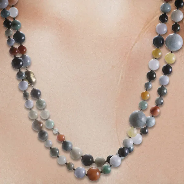 Giant Jade & Agate 2-Strand Necklace