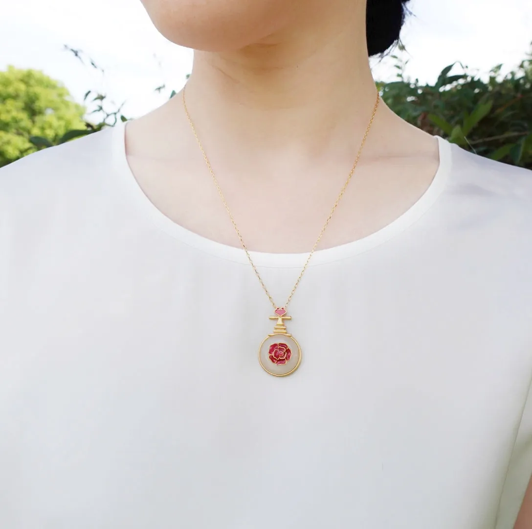 Gold Pipa Enamel Hetian White Jade Necklace
