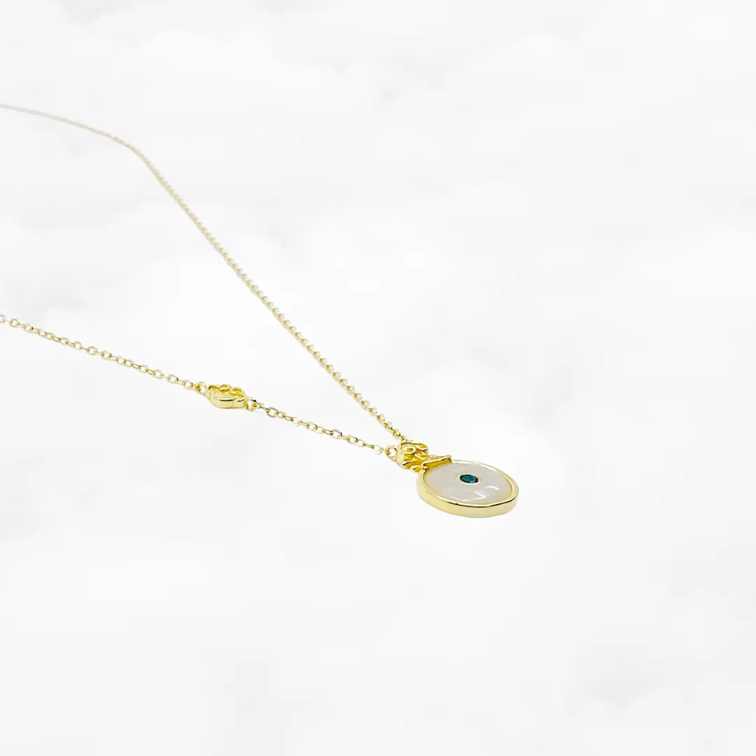 Gold Pipa White Jade Necklace
