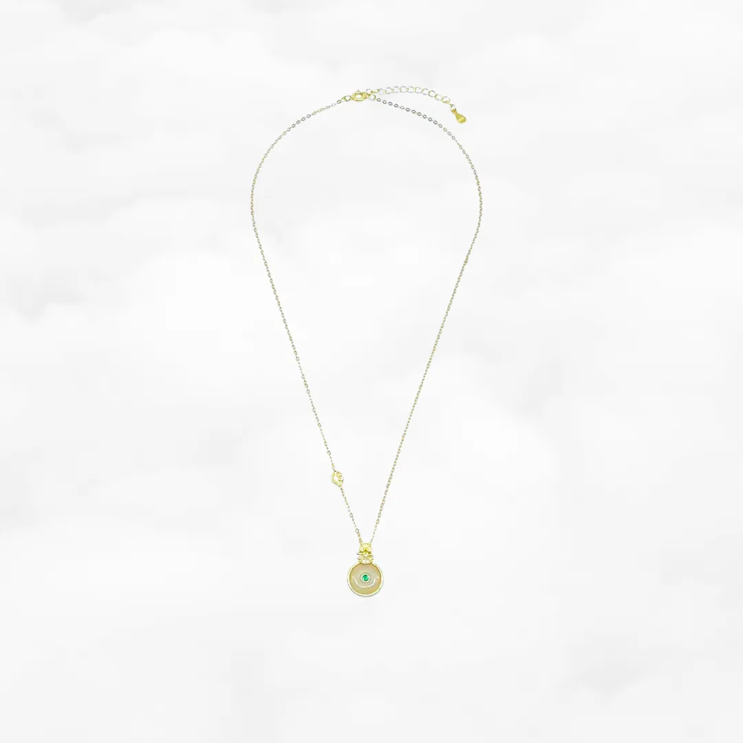 Gold Pipa White Jade Necklace