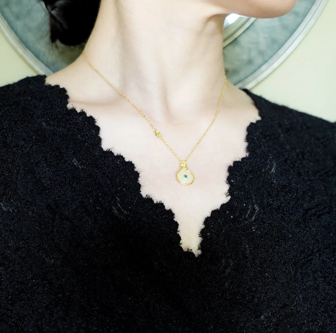 Gold Pipa White Jade Necklace