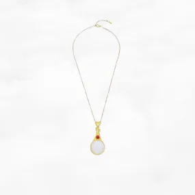 Gold Pipa White Jade Necklace