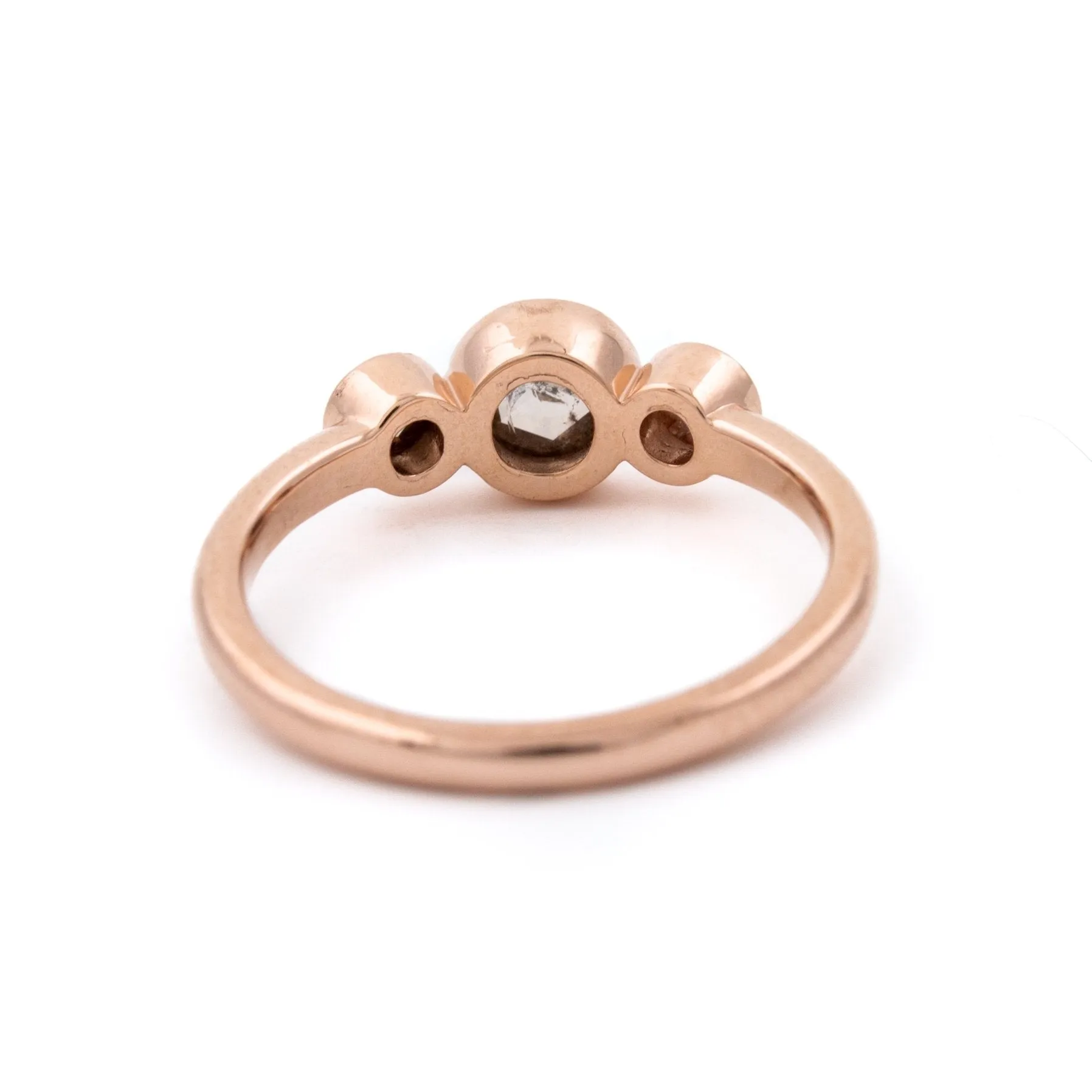 Gold Triple Rose-Cut Diamond Engagement Ring