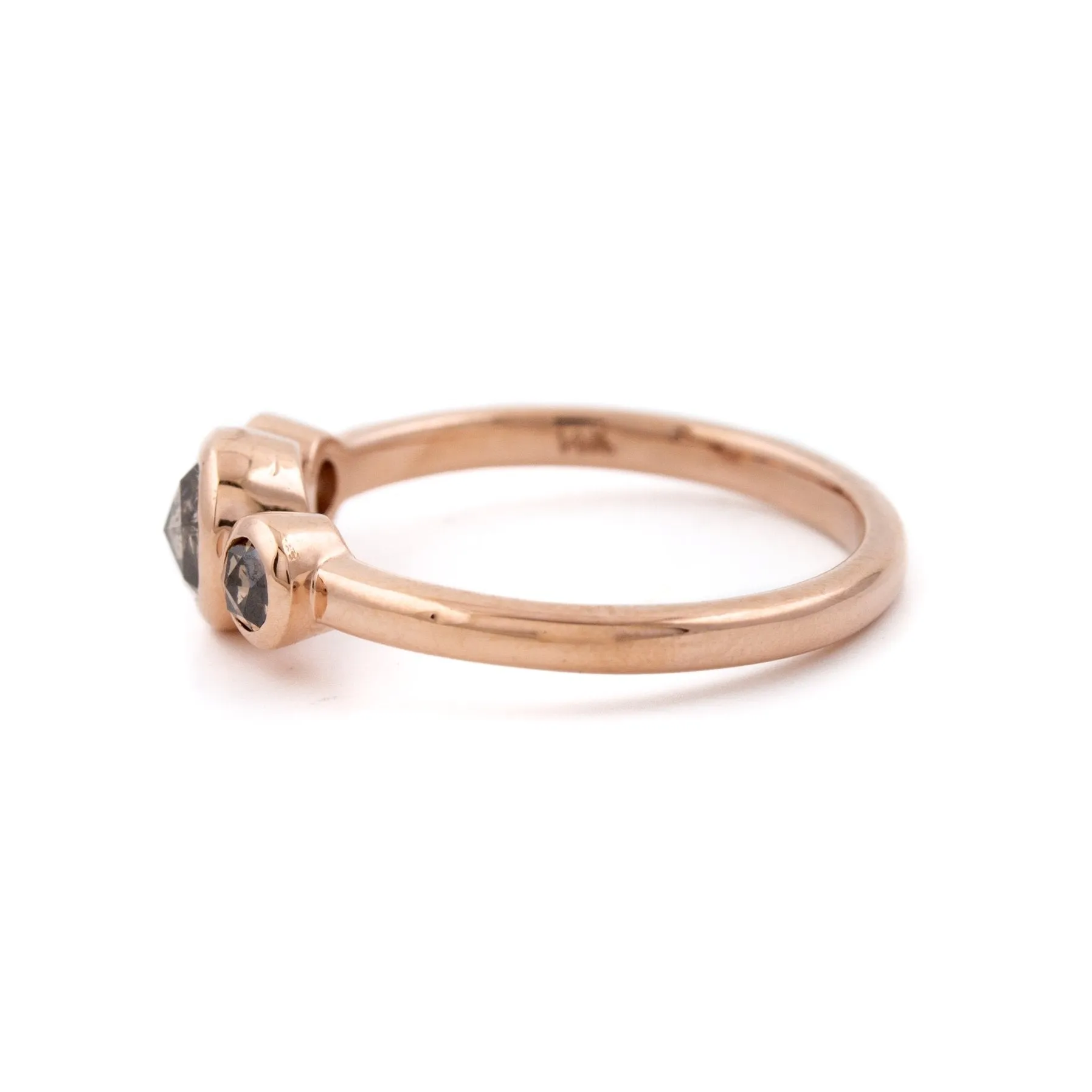 Gold Triple Rose-Cut Diamond Engagement Ring