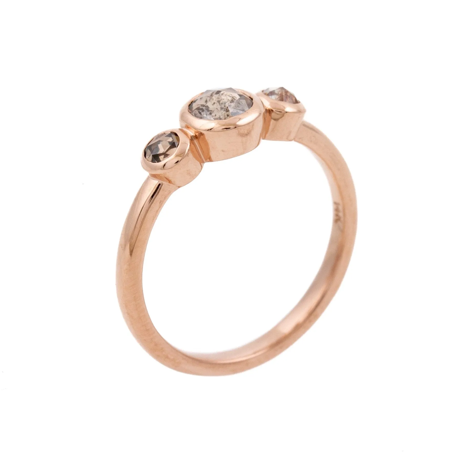 Gold Triple Rose-Cut Diamond Engagement Ring