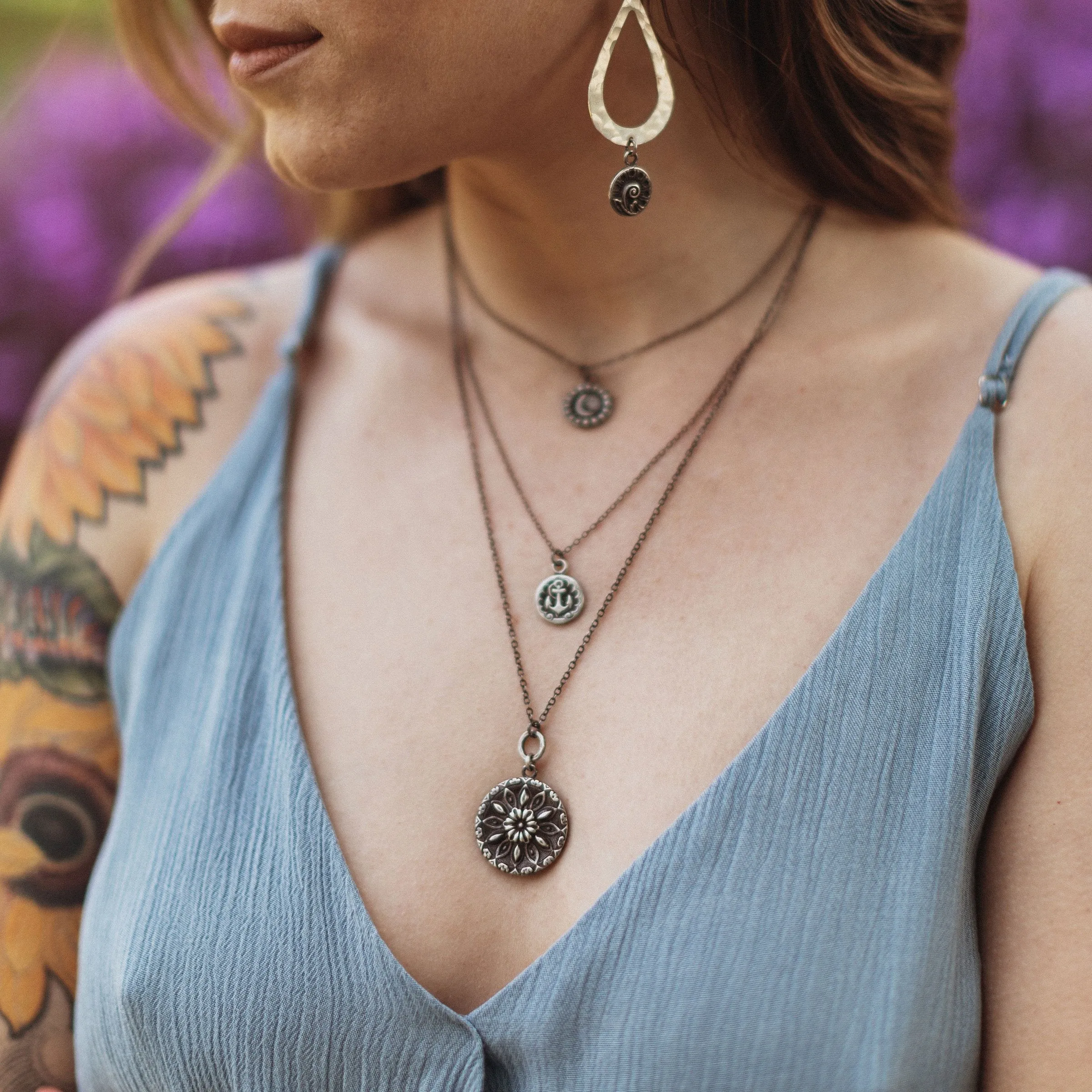 GRAVITY Necklace - Silver with Blue Sapphire