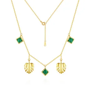 Green Emerald Necklace-Gold Vermeil
