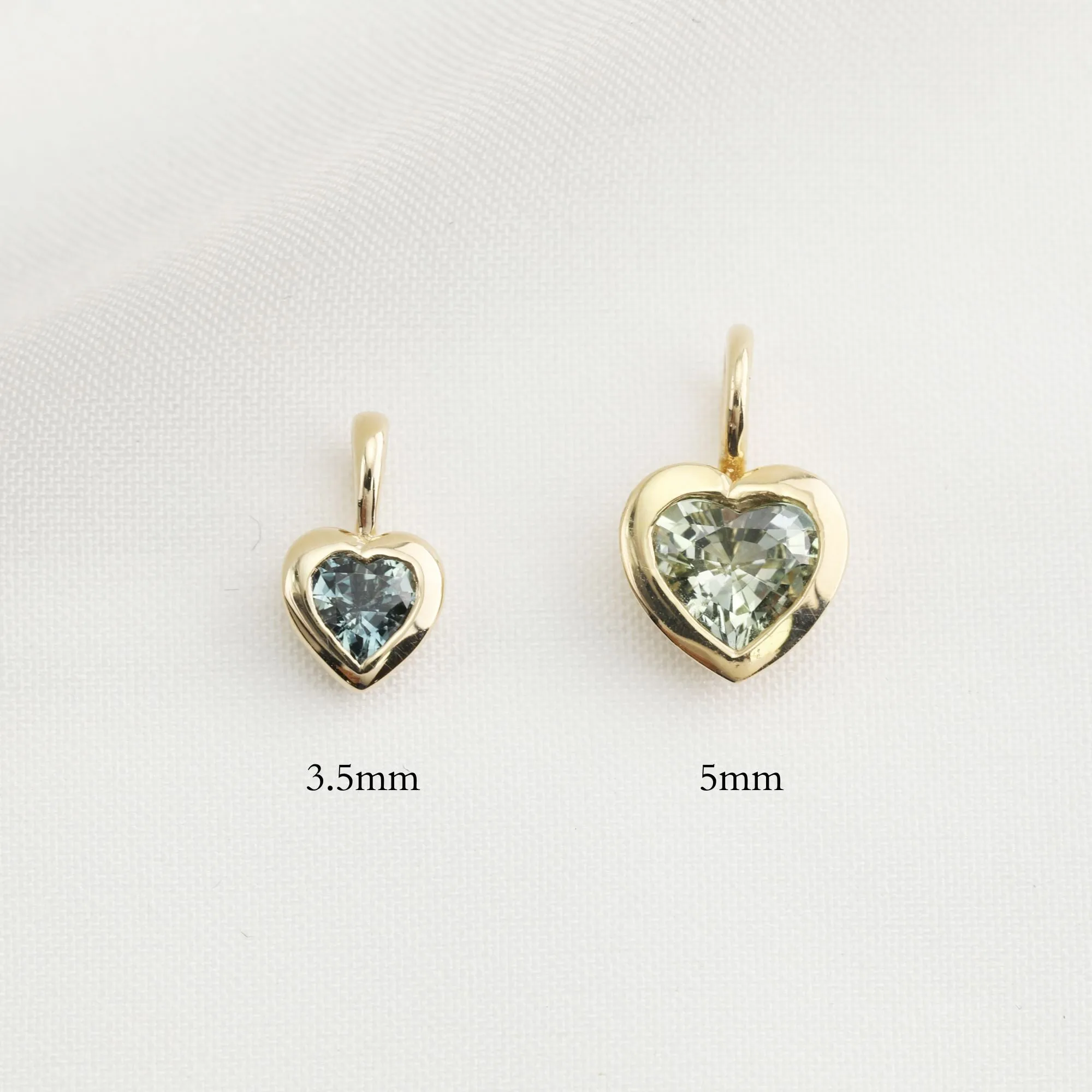 Green Sapphire Heart Charm 14K Gold