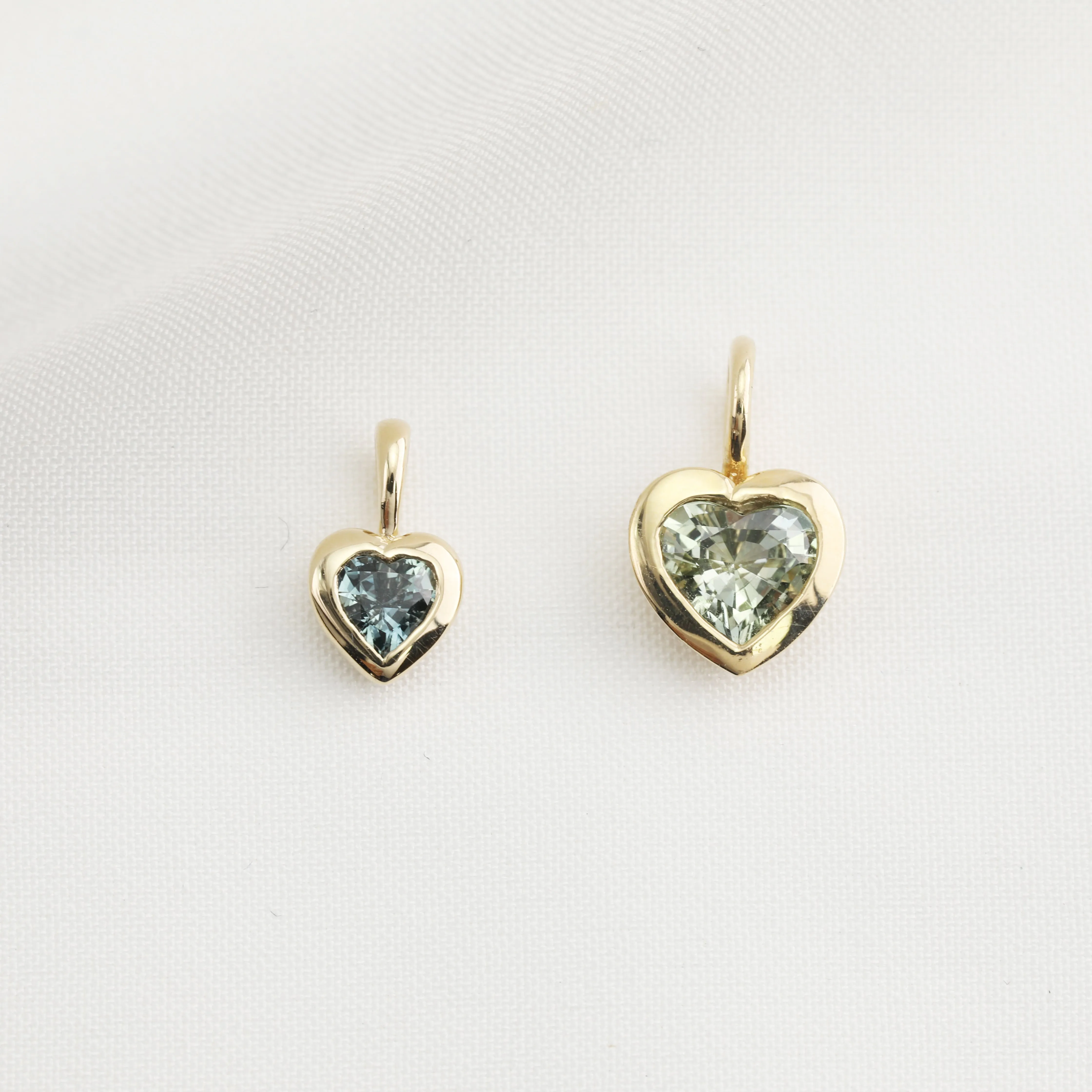 Green Sapphire Heart Charm 14K Gold