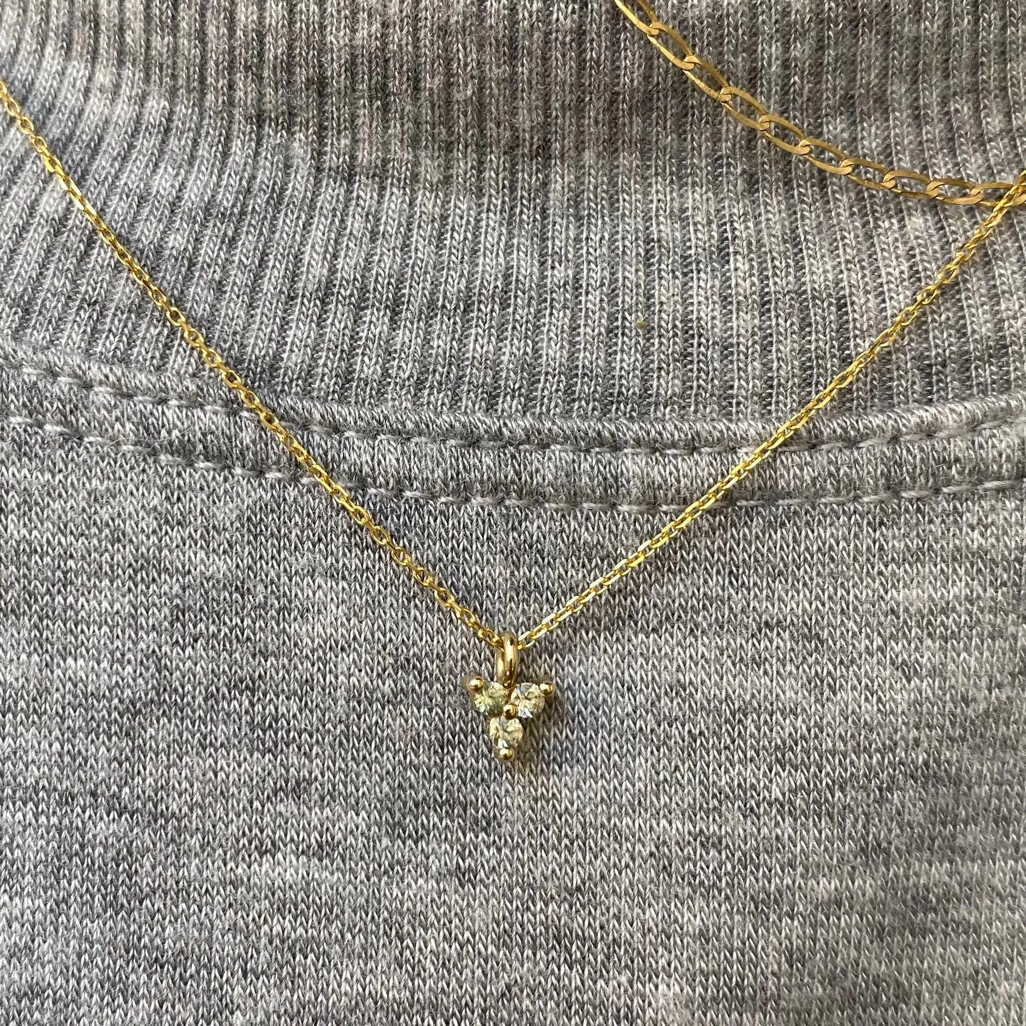 Green Sapphire Triad Necklace (ready to ship option)*