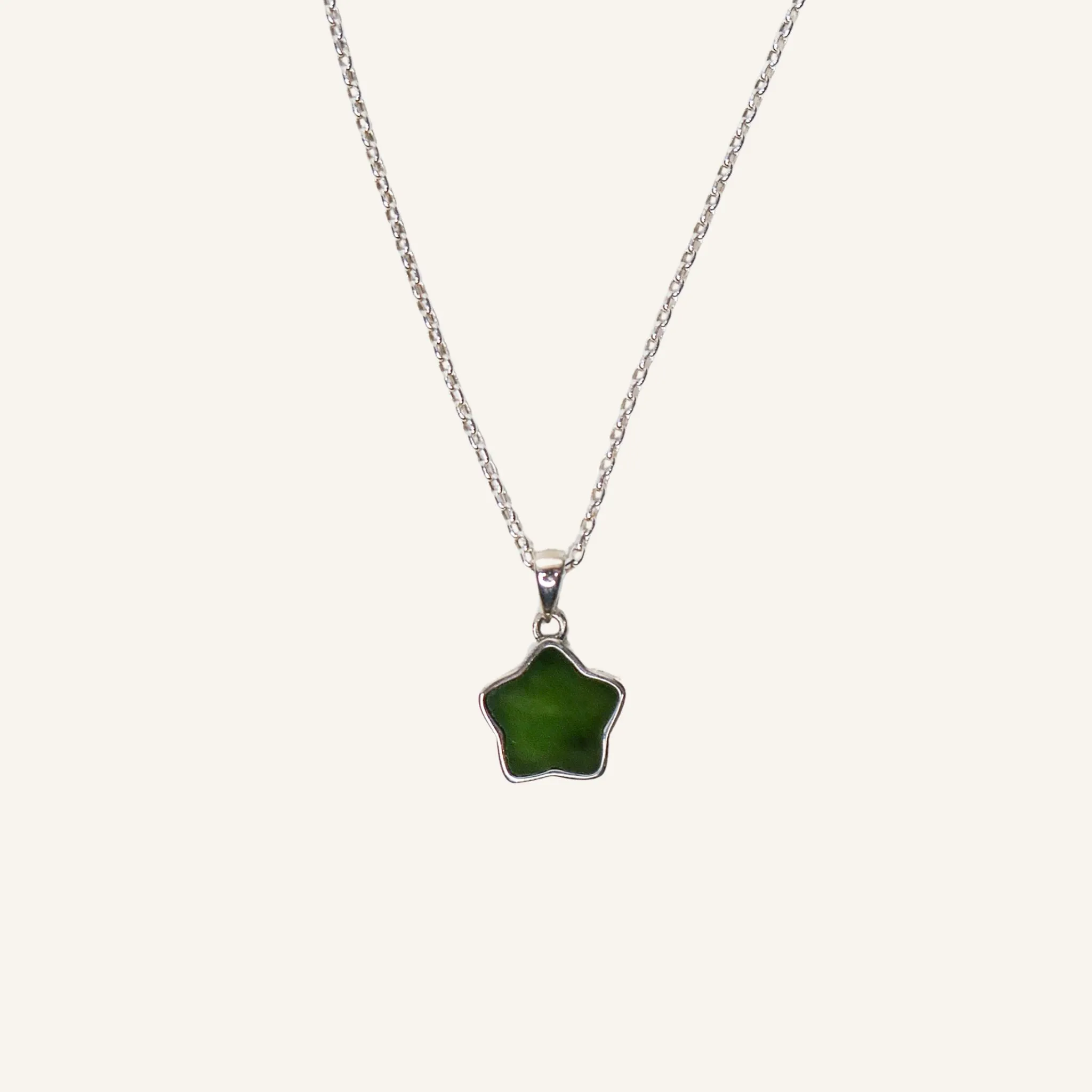 Greenstone & Silver - Star Pendant
