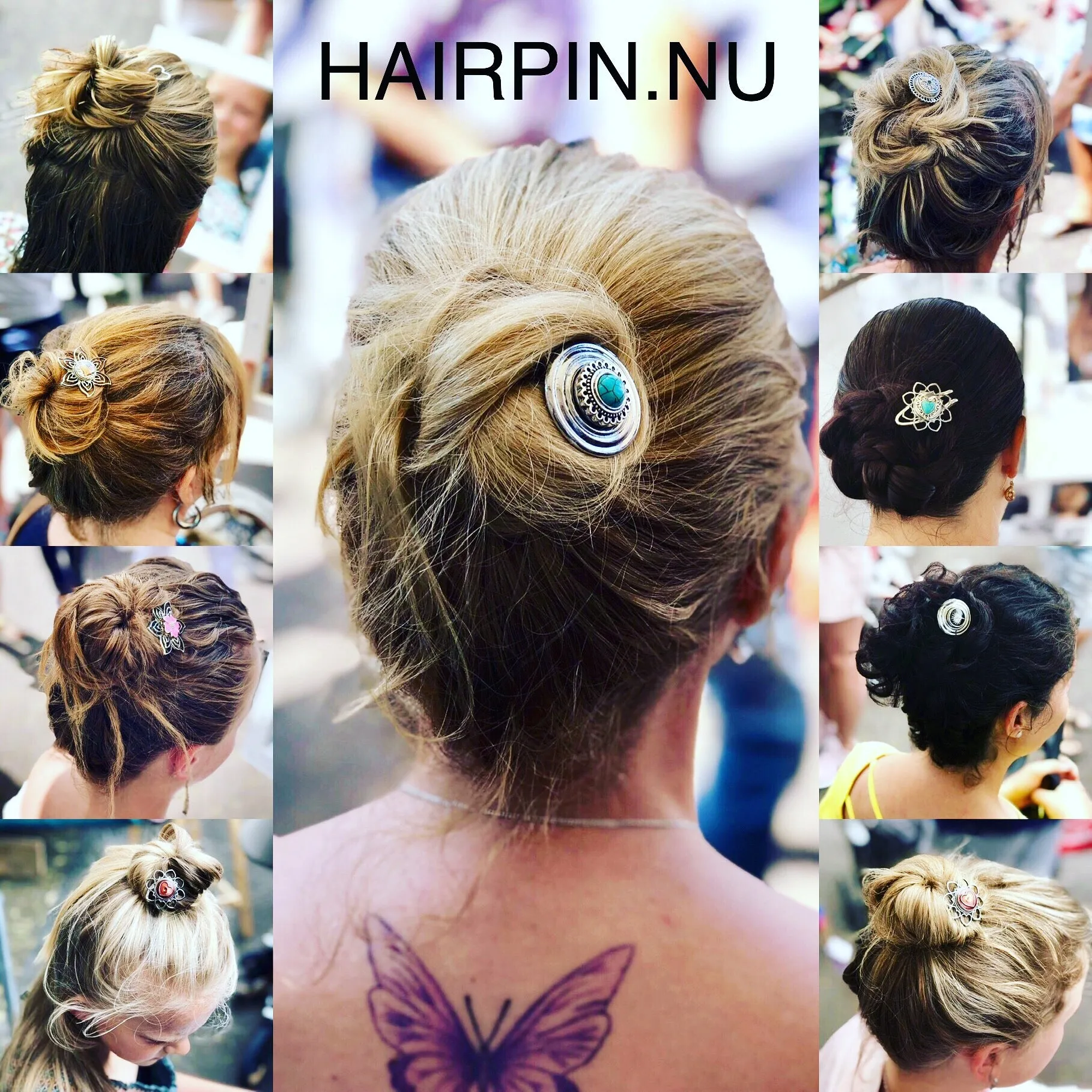 Hairpin Flower incl. 3 gratis buttons naar keuze