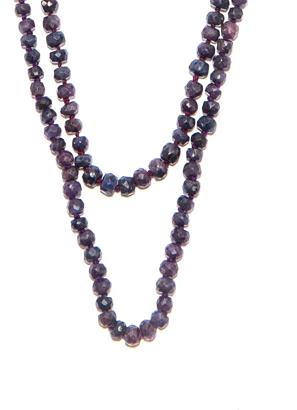 Hand Knotted Faceted Purple Sapphire Necklace